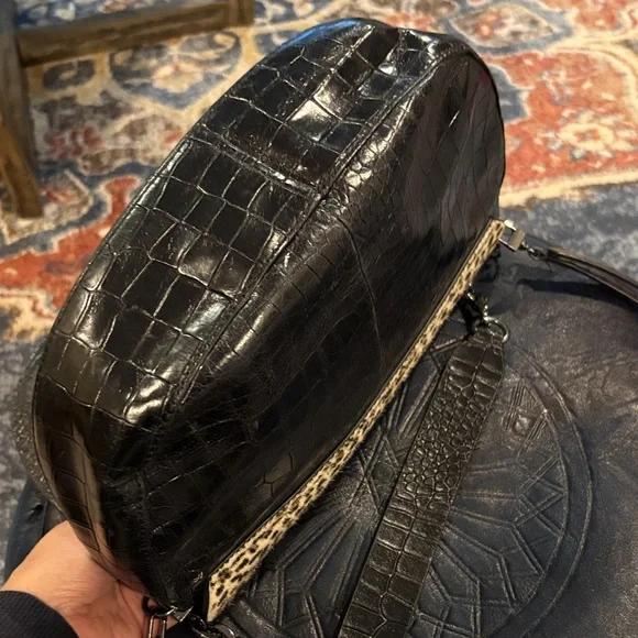 Leopard Print Crossbody Bag with Black Strap - Picture 10 of 15